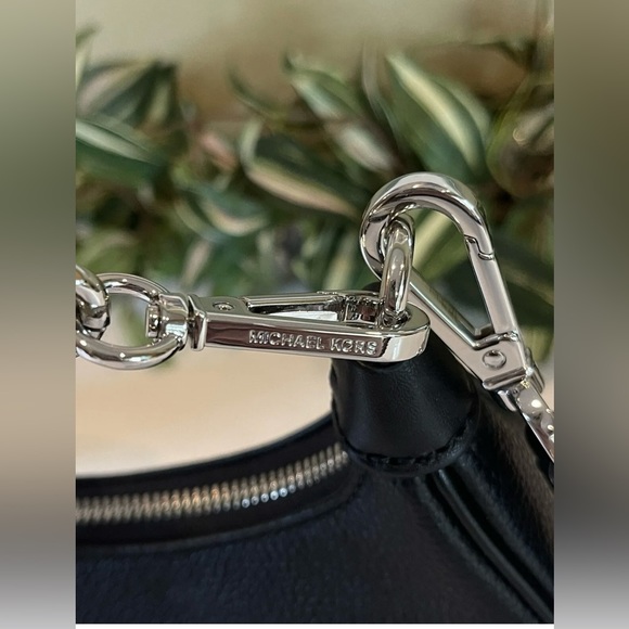 NWT Michael Kors Pebble Leather Cora Pouchette - Black with Silver Hardware - Picture 14 of 15